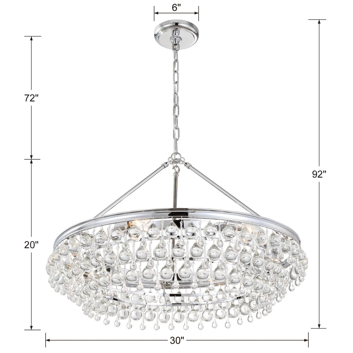 Crystorama Calypso 30'' Crystal Teardrop Polished Chrome Chandelier