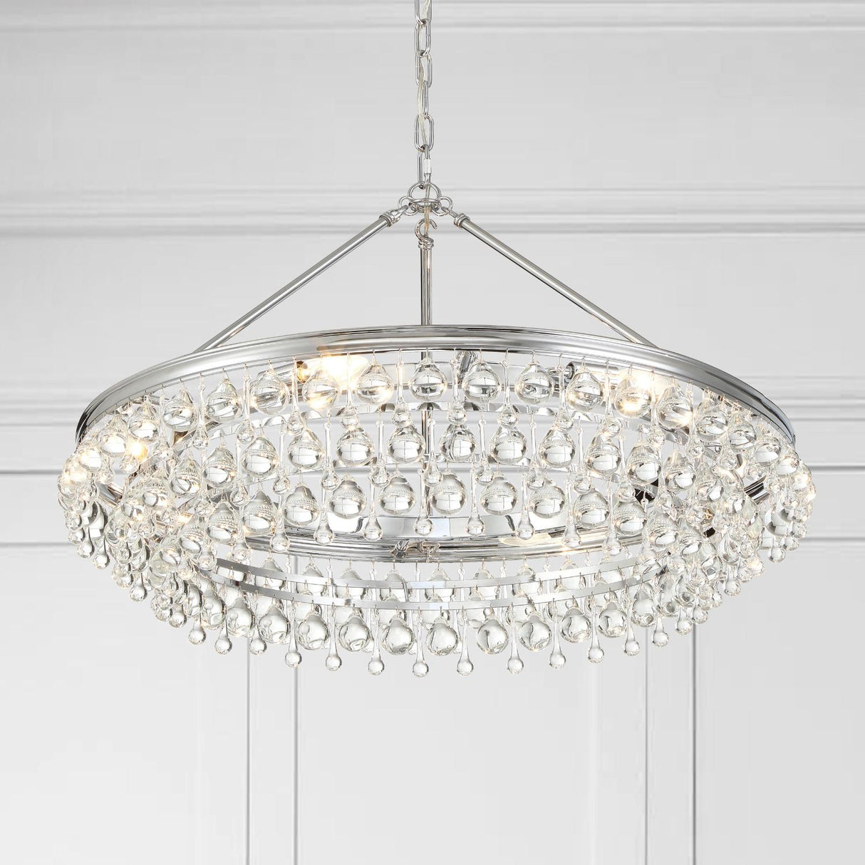 Crystorama Calypso 30'' Crystal Teardrop Polished Chrome Chandelier