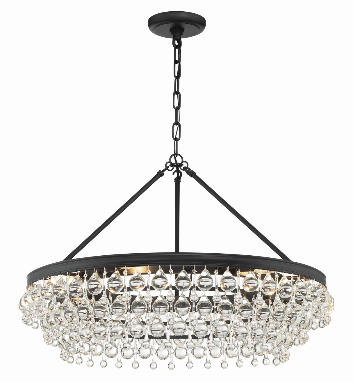 Crystorama Calypso 30'' Crystal Teardrop Matte Black Chandelier