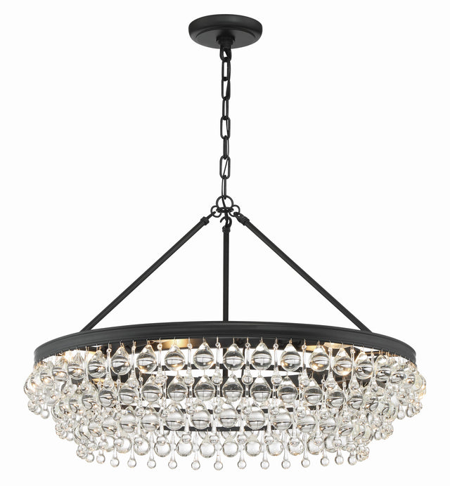 Crystorama Calypso 30'' Crystal Teardrop Matte Black Chandelier