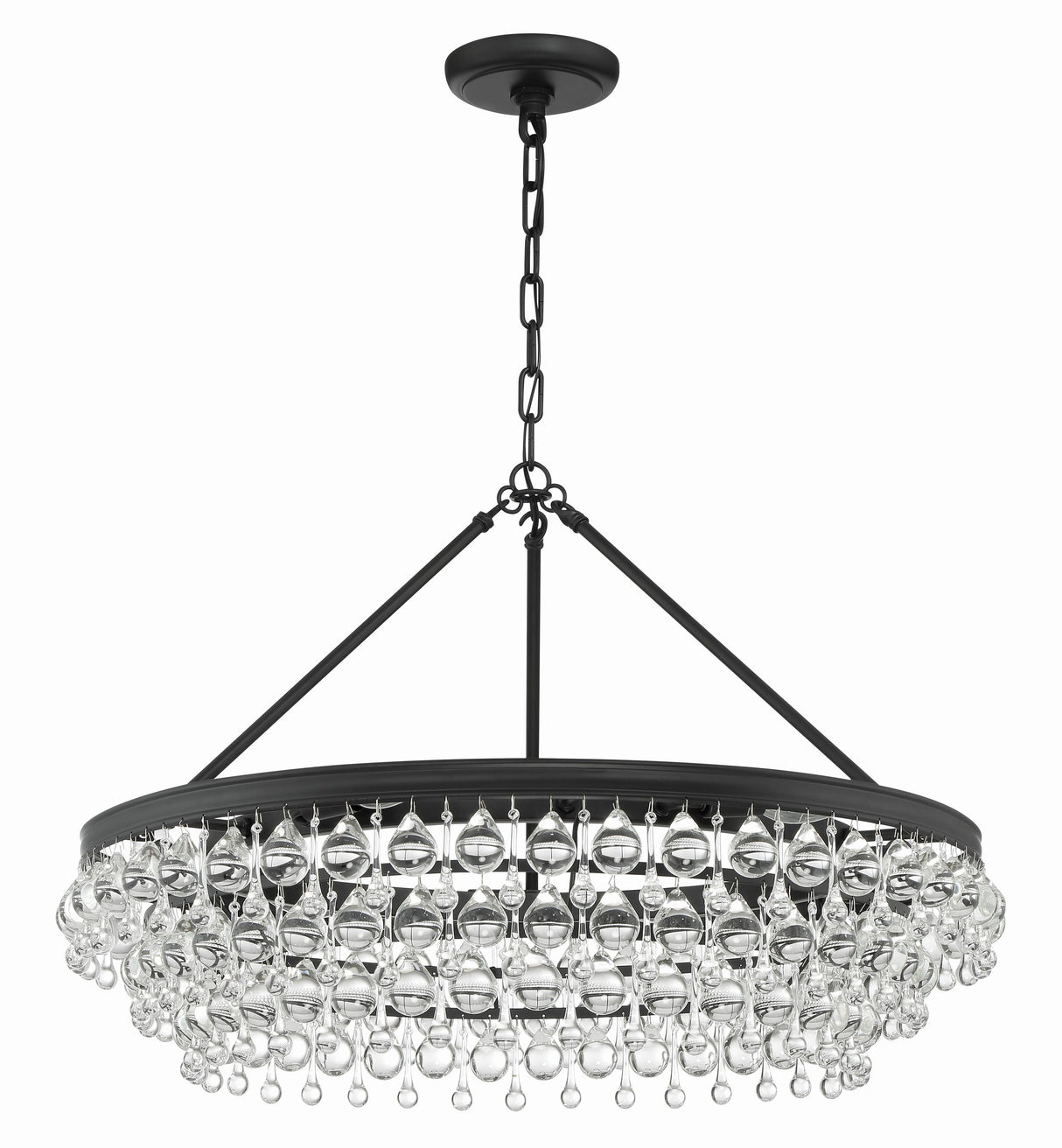 Crystorama Calypso 30'' Crystal Teardrop Matte Black Chandelier