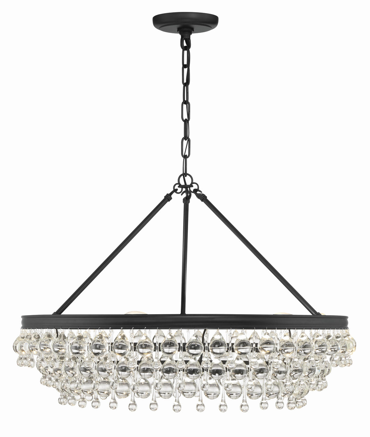 Crystorama Calypso 30'' Crystal Teardrop Matte Black Chandelier