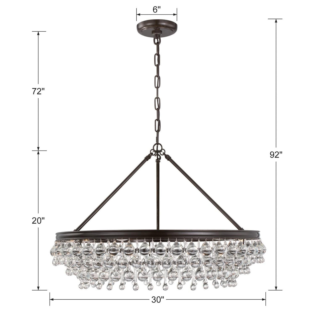 Crystorama Calypso 30'' Crystal Teardrop Vibrant Bronze Chandelier