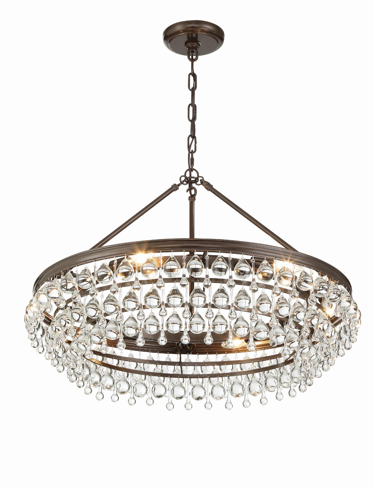 Crystorama Calypso 30'' Crystal Teardrop Vibrant Bronze Chandelier