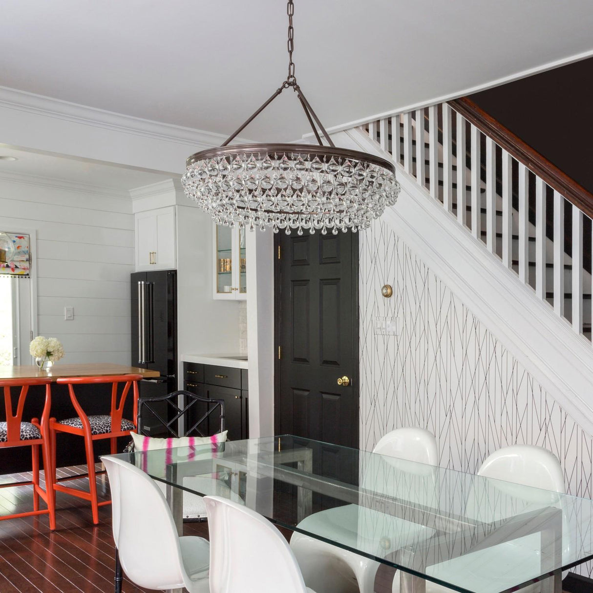 Crystorama Calypso 30'' Crystal Teardrop Vibrant Bronze Chandelier