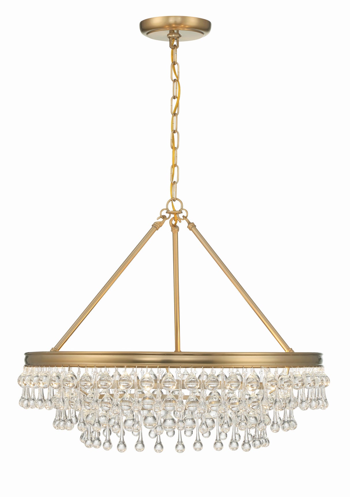 Crystorama Calypso 30'' Crystal Teardrop Vibrant Gold Chandelier