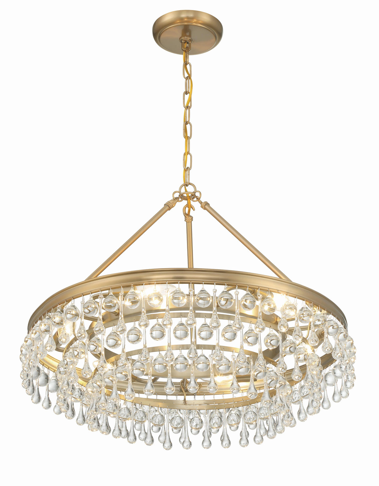 Crystorama Calypso 30'' Crystal Teardrop Vibrant Gold Chandelier