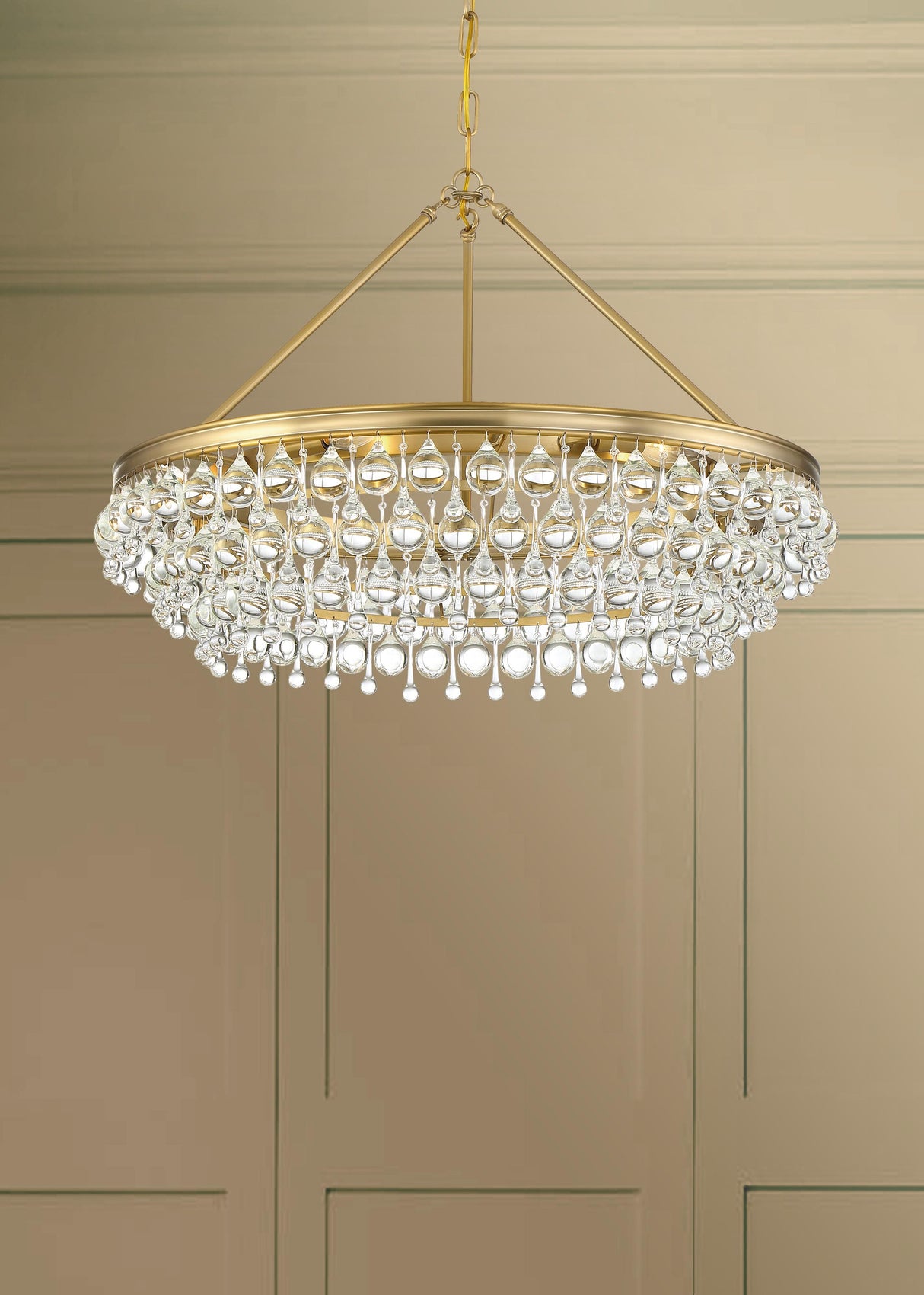 Crystorama Calypso 30'' Crystal Teardrop Vibrant Gold Chandelier