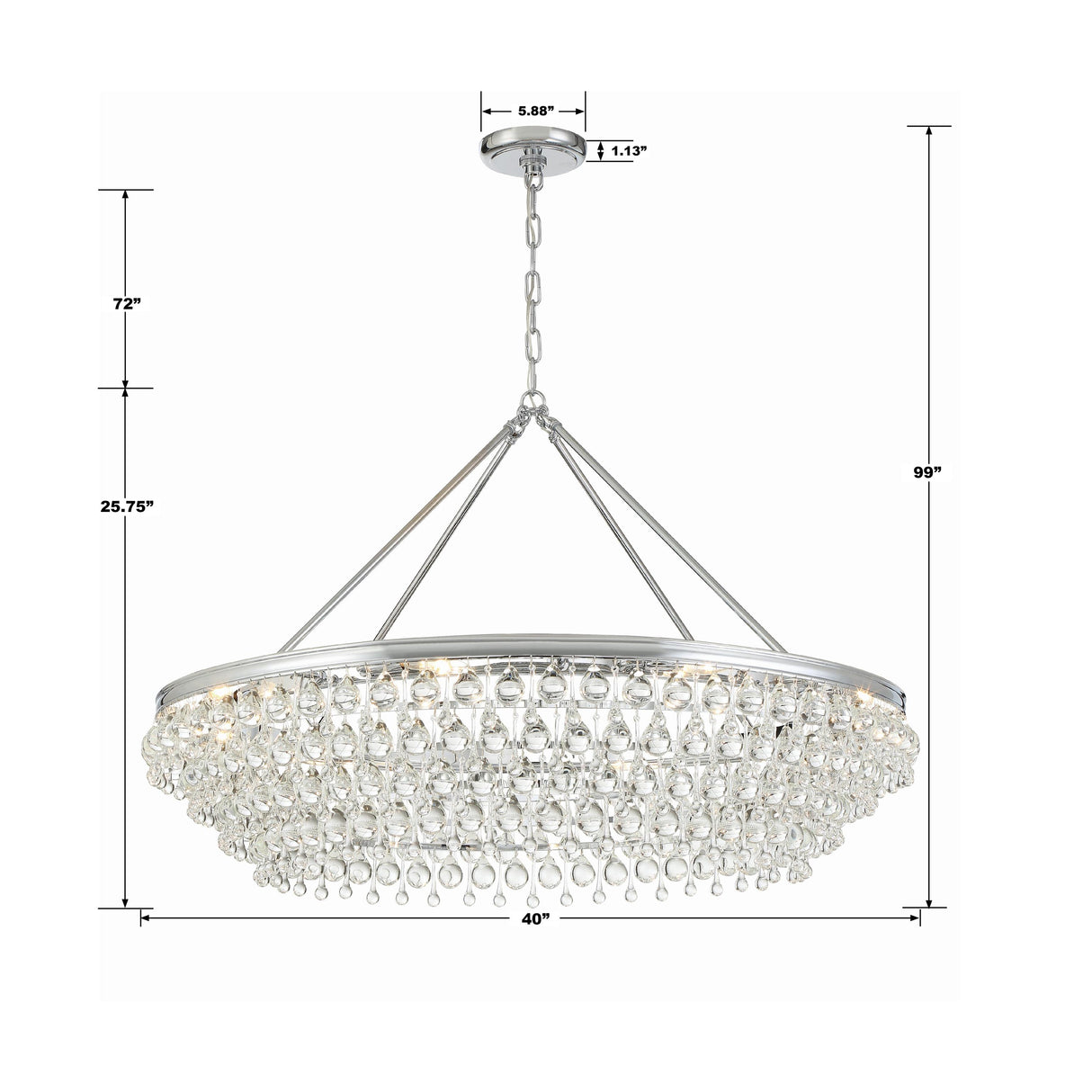 Crystorama Calypso 40'' Crystal Teardrop Polished Chrome Chandelier