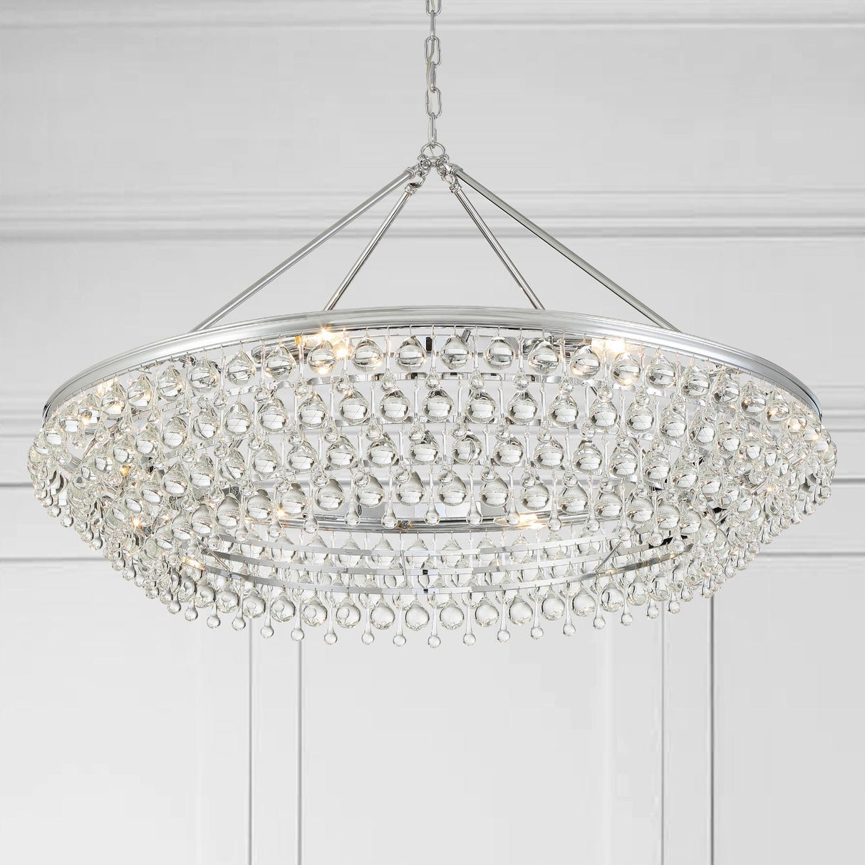 Crystorama Calypso 40'' Crystal Teardrop Polished Chrome Chandelier