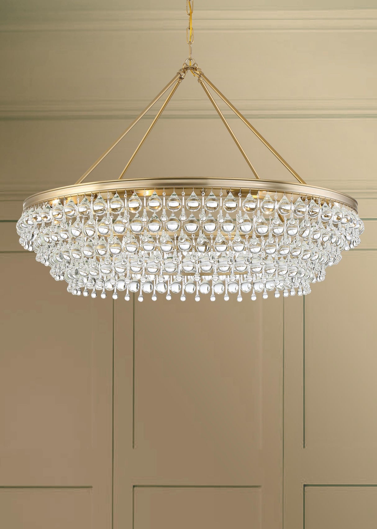 Crystorama Calypso 40'' Crystal Teardrop Vibrant Gold Chandelier