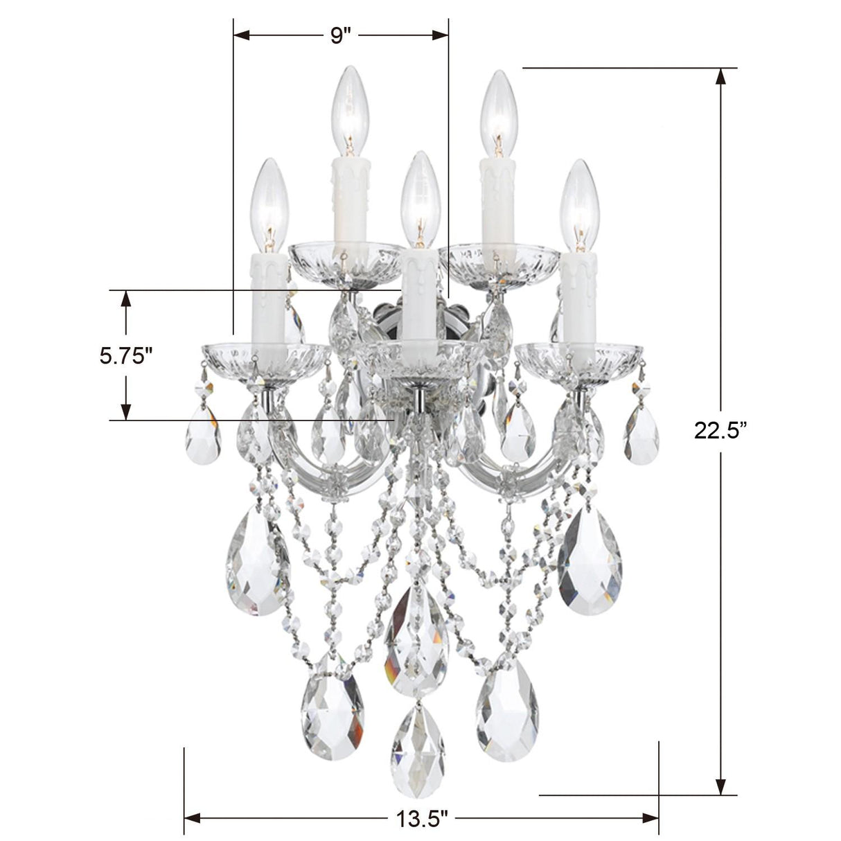 Crystorama Maria Theresa 13.5'' Swarovski Strass Crystal Polished Chrome Sconce