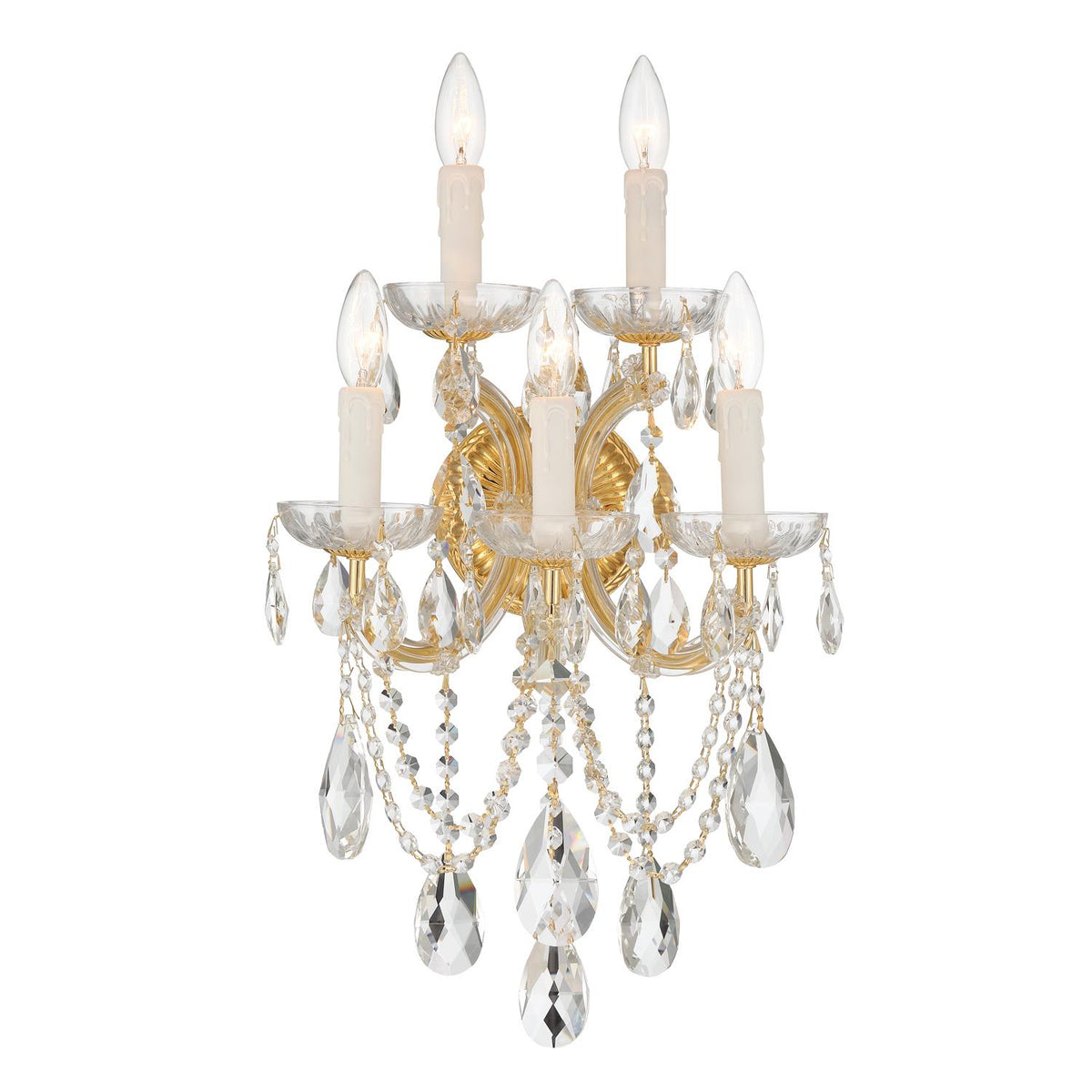 Crystorama Maria Theresa 13.5'' Hand Cut Crystal Gold Sconce
