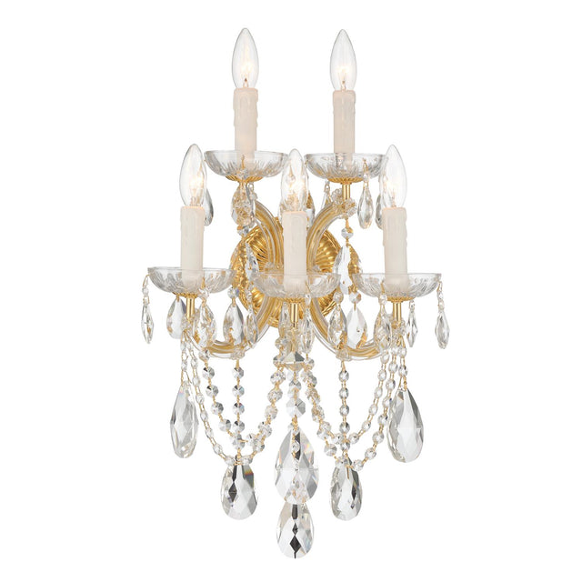 Crystorama Maria Theresa 13.5'' Hand Cut Crystal Gold Sconce