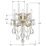Crystorama Maria Theresa 13.5'' Hand Cut Crystal Gold Sconce