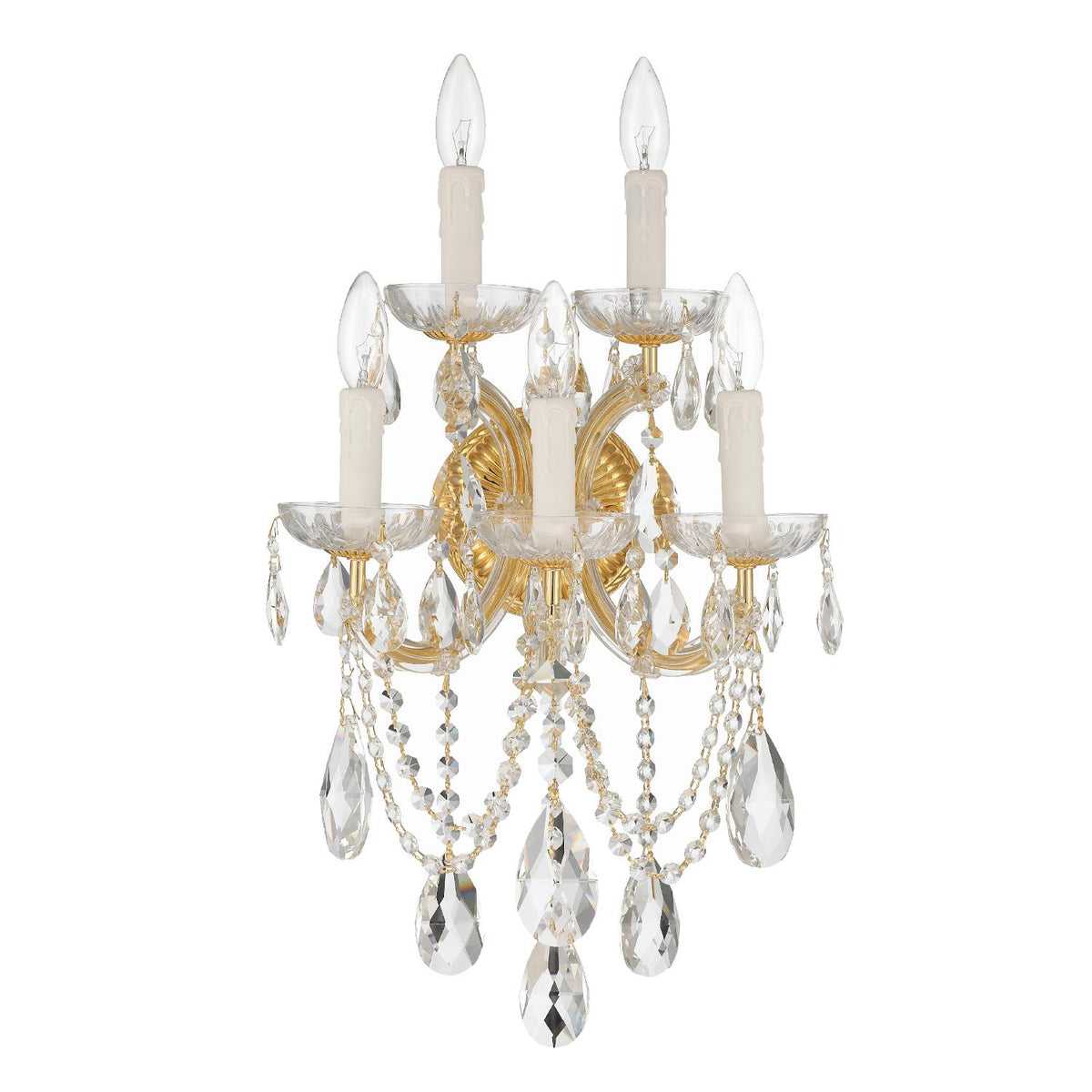 Crystorama Maria Theresa 13.5'' Hand Cut Crystal Gold Sconce