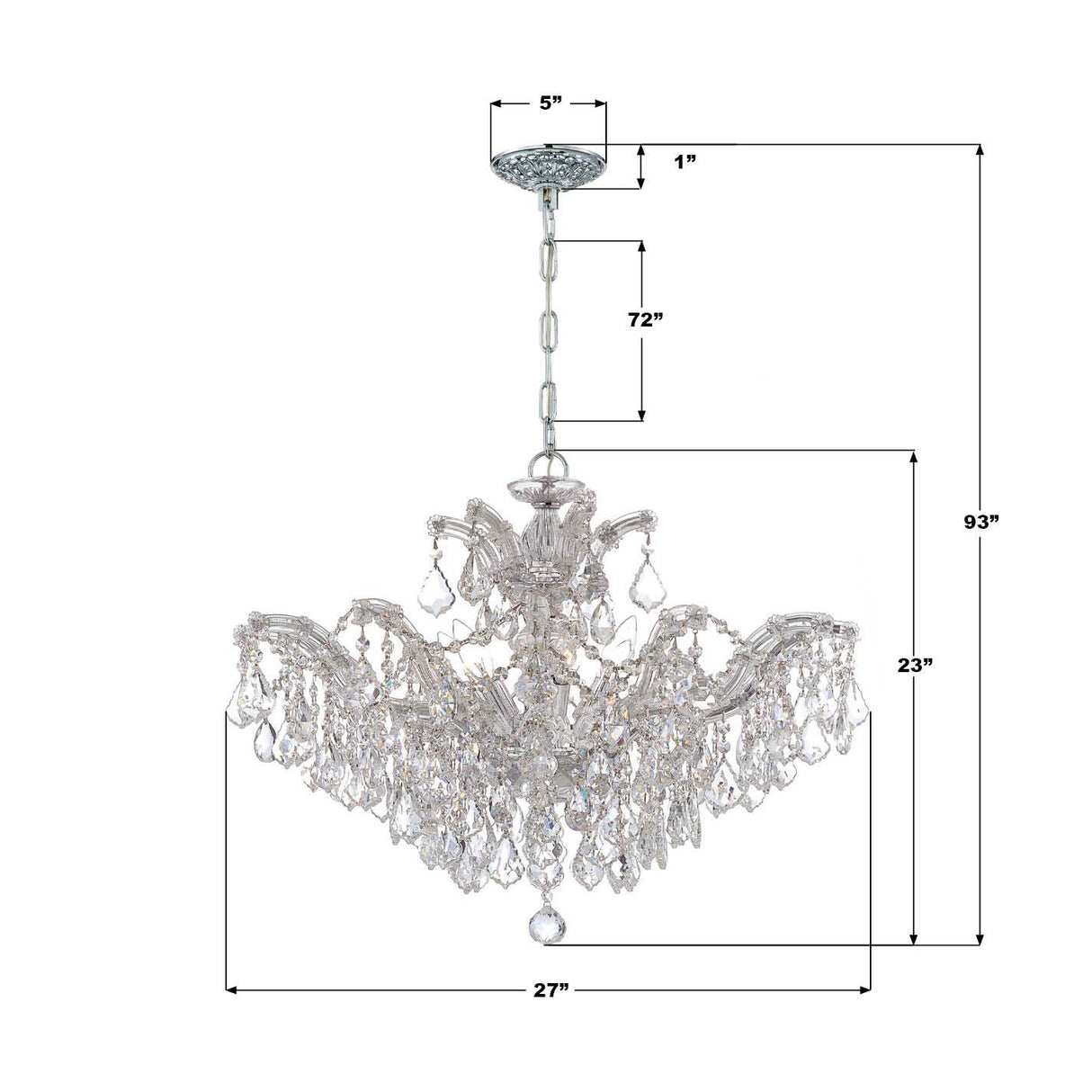Crystorama Maria Theresa 29'' Hand Cut Crystal Polished Chrome Chandelier