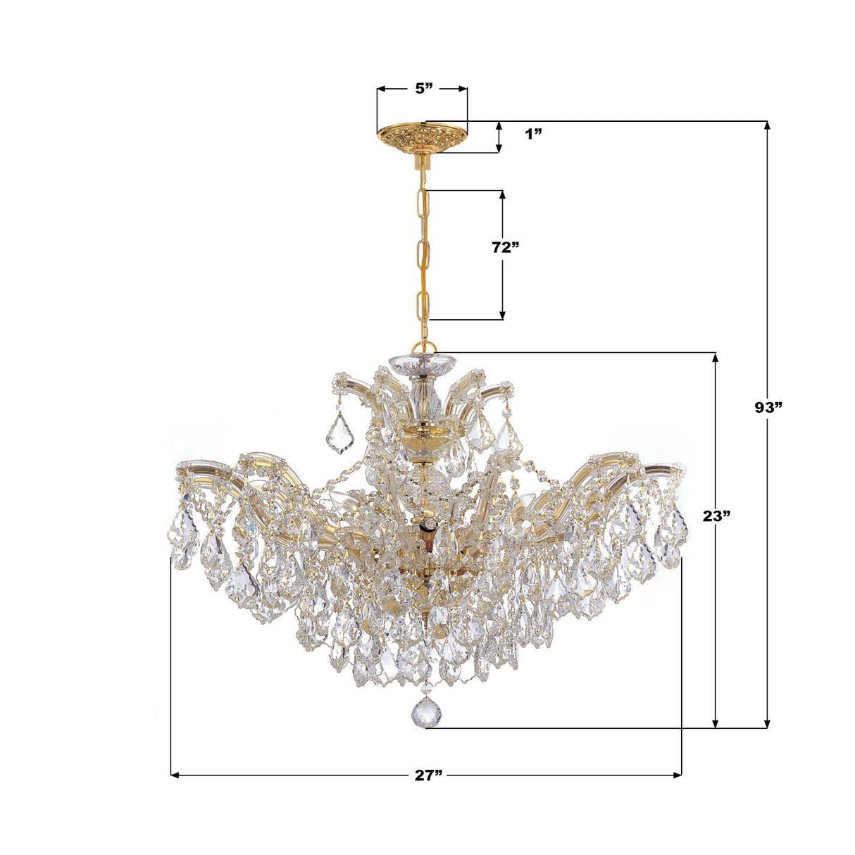 Crystorama Maria Theresa 29'' Hand Cut Crystal Gold Chandelier