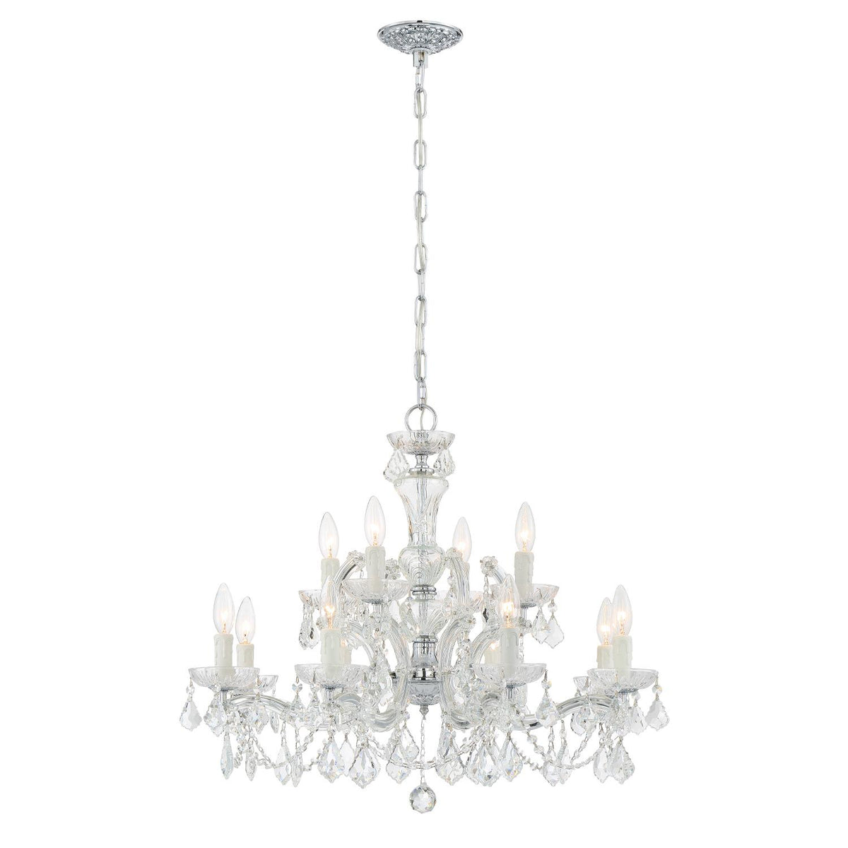 Crystorama Maria Theresa 29'' Italian Crystal Polished Chrome Chandelier