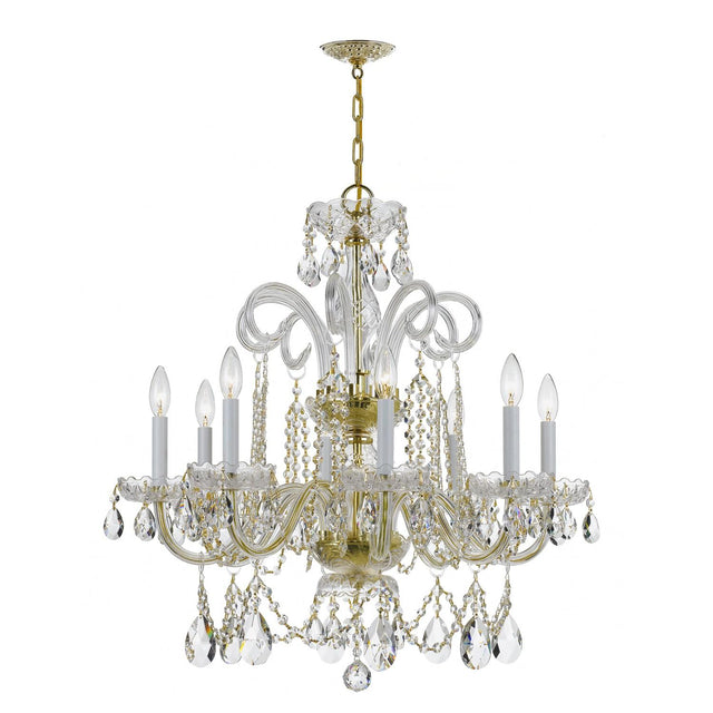 Crystorama Traditional Crystal 27'' Hand Cut Crystal Polished Brass Chandelier