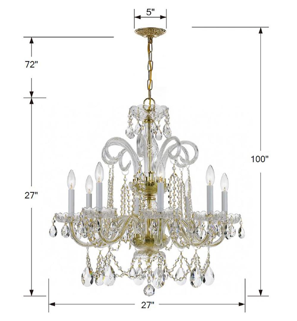 Crystorama Traditional Crystal 27'' Hand Cut Crystal Polished Brass Chandelier