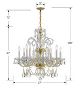 Crystorama Traditional Crystal 27'' Hand Cut Crystal Polished Brass Chandelier