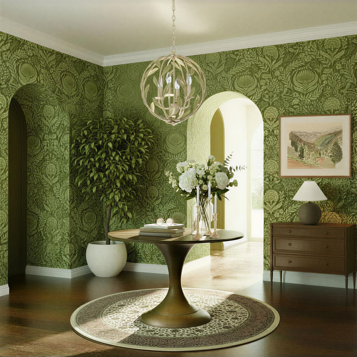 Crystorama Broche 16'' Champagne Green Tea Chandelier