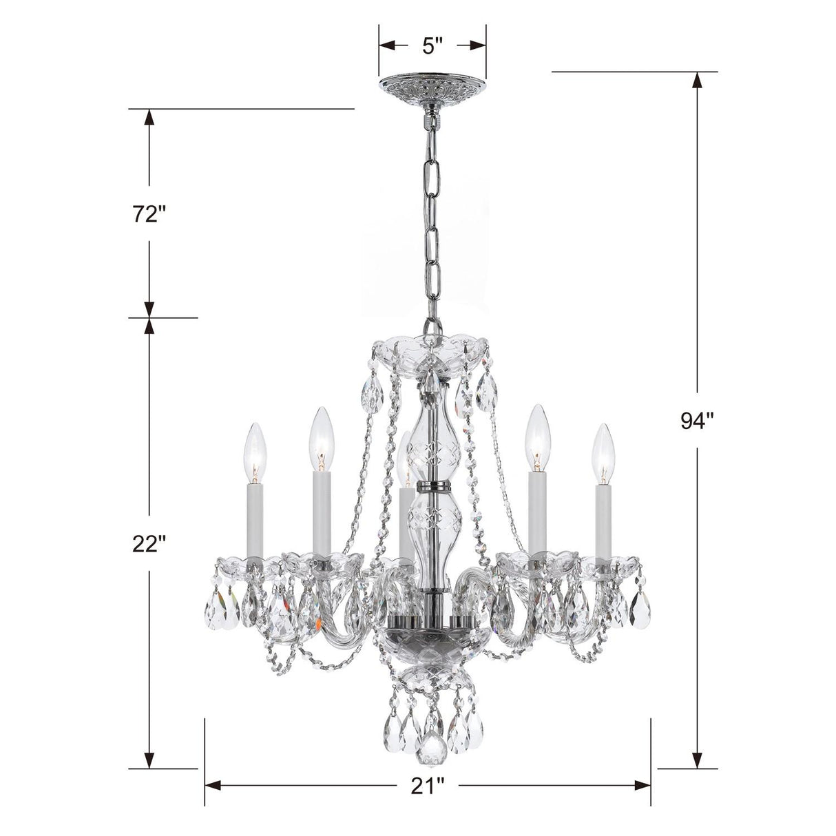 Crystorama Traditional Crystal 21'' Swarovski Spectra Crystal Polished Chrome Chandelier