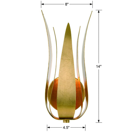 Crystorama Broche 8'' Antique Gold Sconce