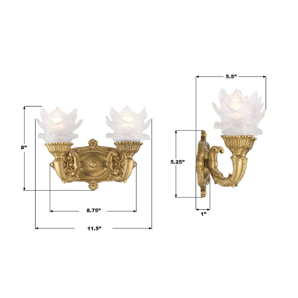 Crystorama Mayfield 11.5'' Aged Brass Sconce