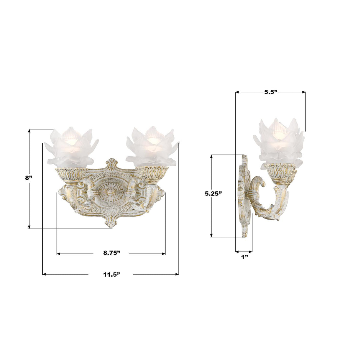 Crystorama Mayfield 11.5'' Antique White Sconce