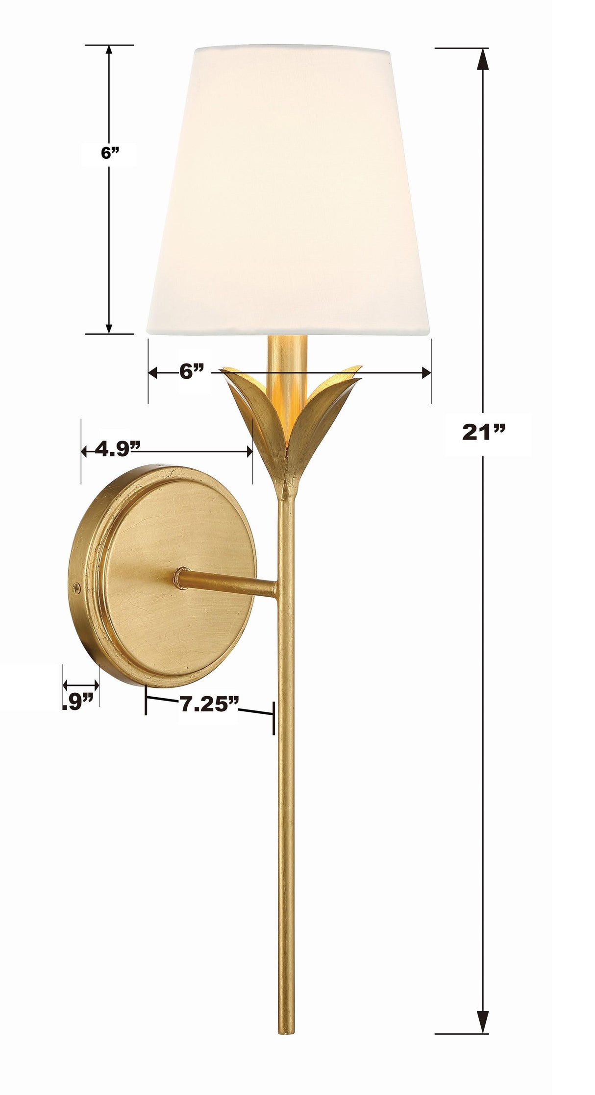 Crystorama Broche 6'' Antique Gold Sconce