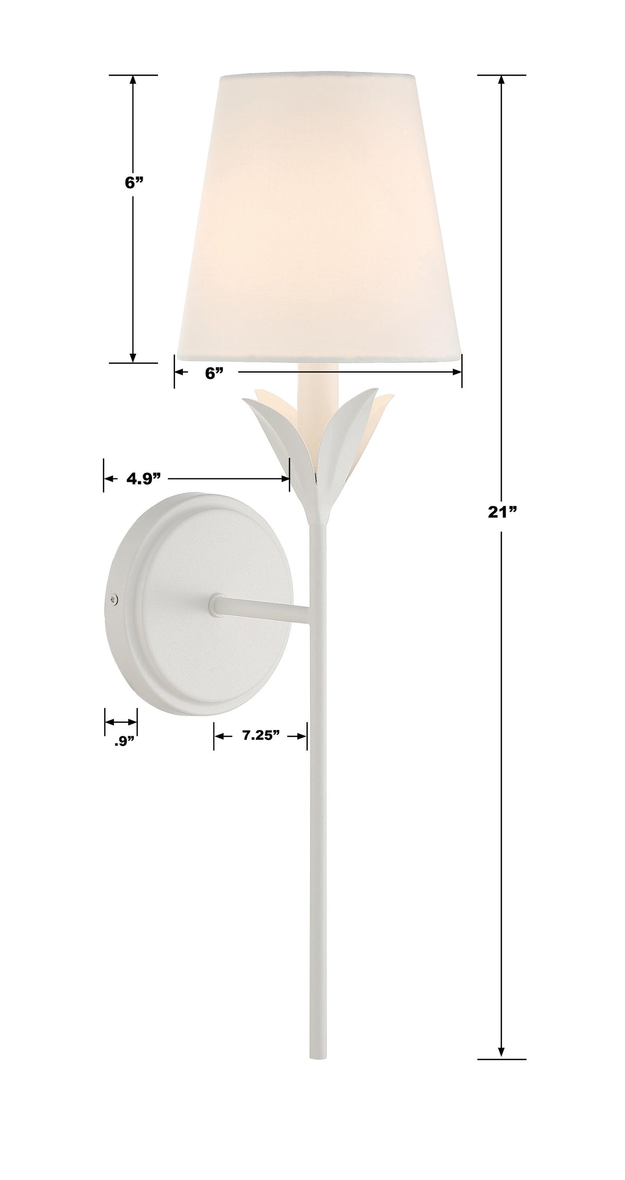Crystorama Broche 6'' Matte White Sconce