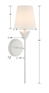Crystorama Broche 6'' Matte White Sconce