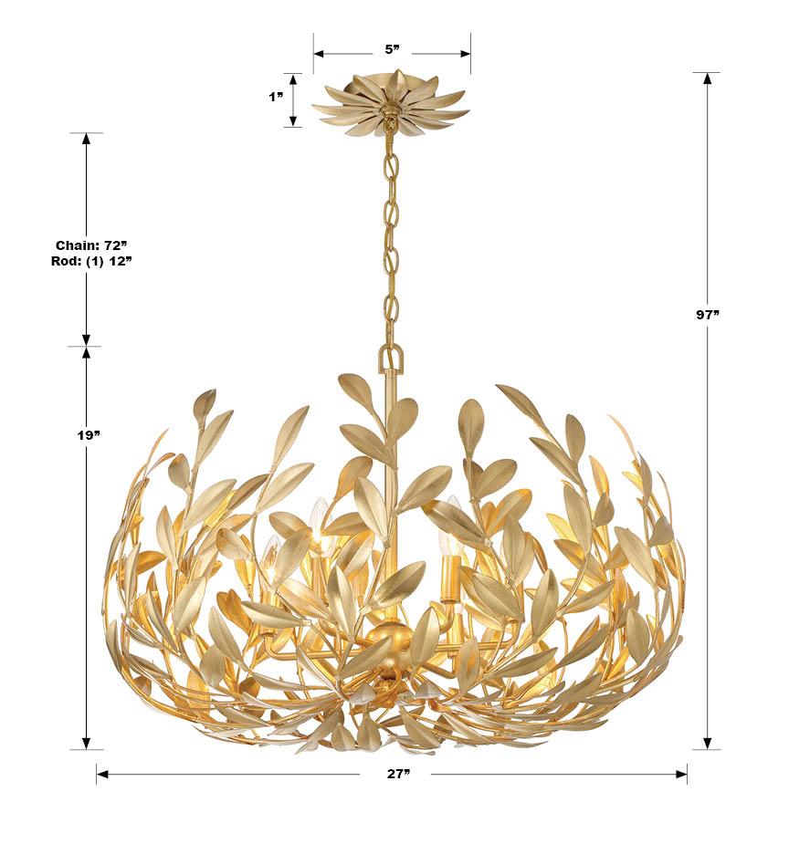 Crystorama Broche 27'' Antique Gold Chandelier