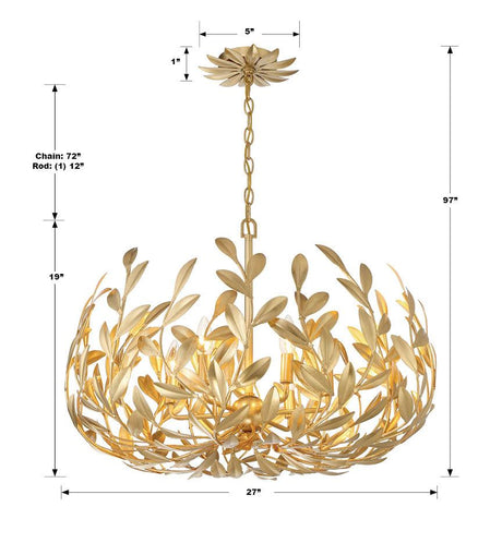Crystorama Broche 27'' Antique Gold Chandelier