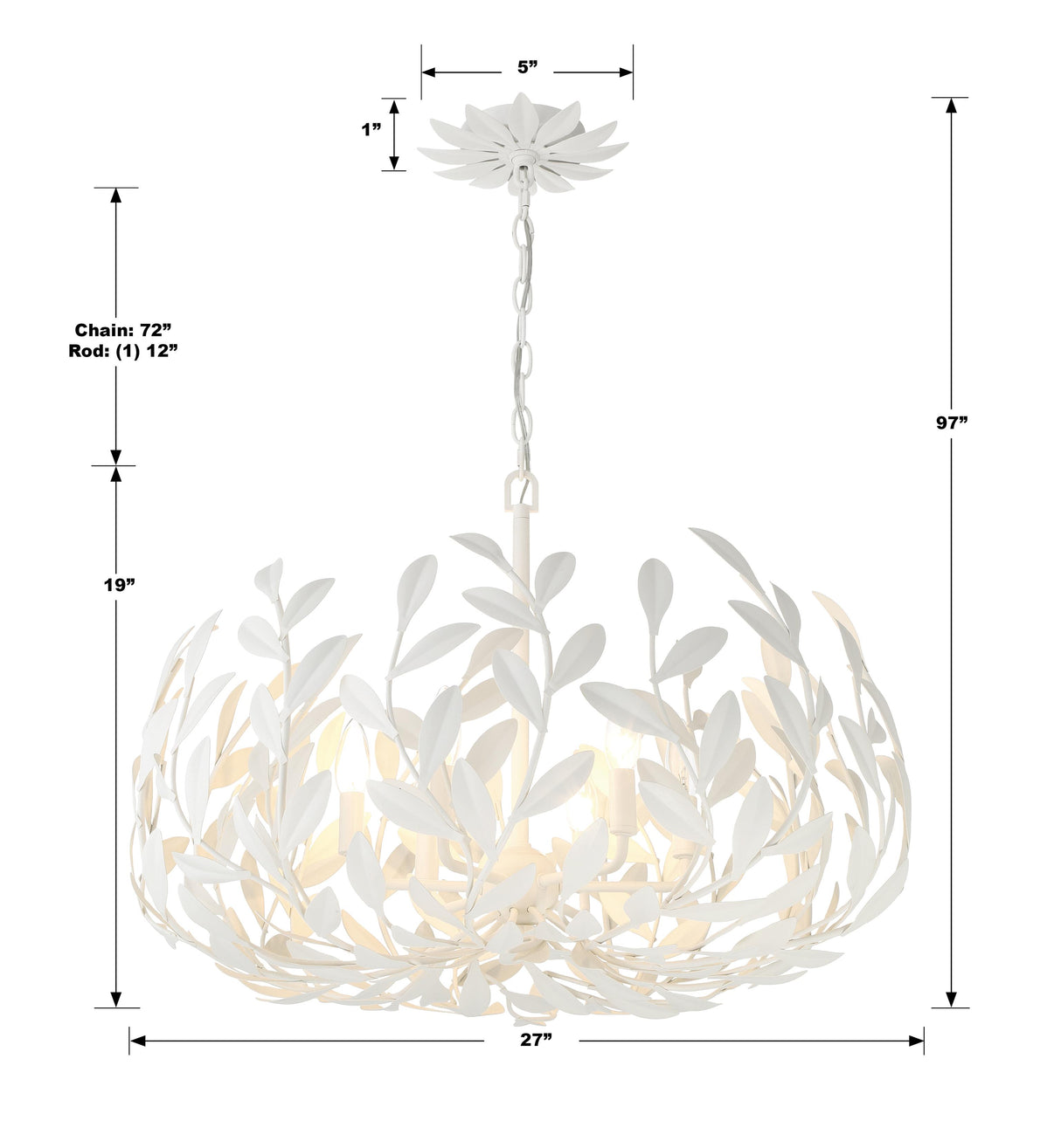 Crystorama Broche 27'' Matte White Chandelier