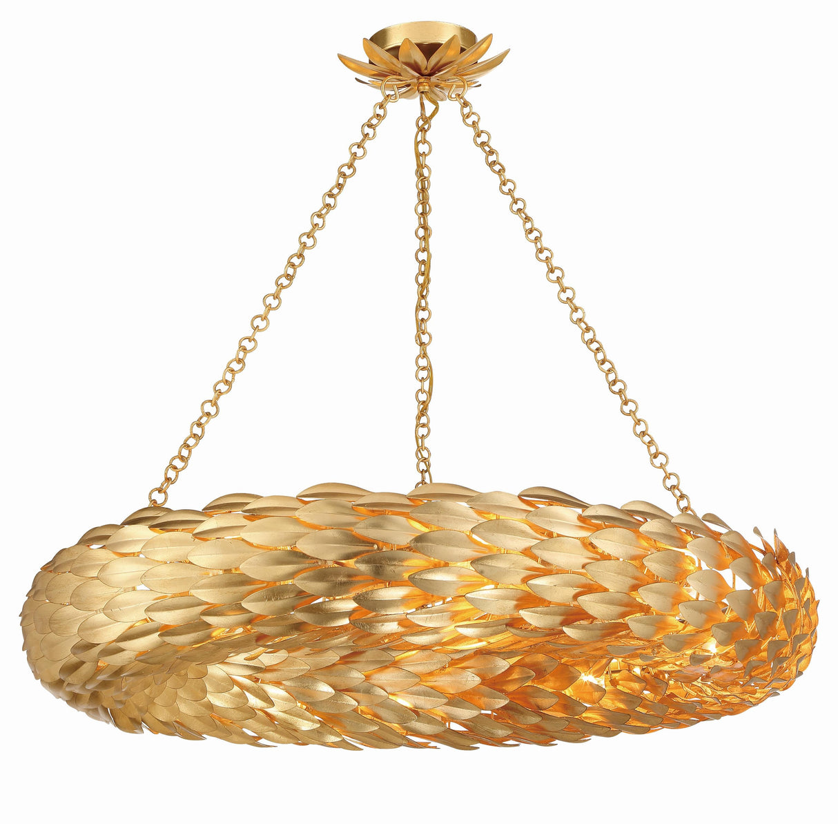 Crystorama Broche 33.5'' Antique Gold Semi Flush Mount