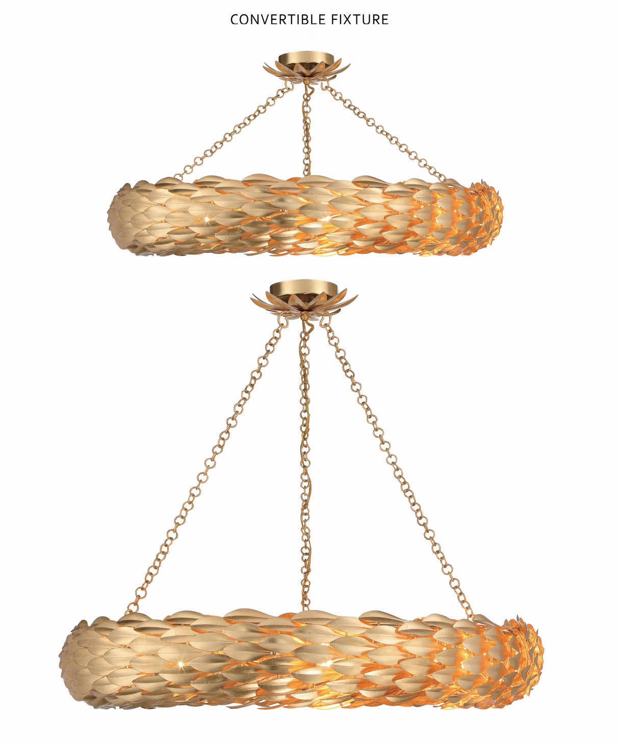 Crystorama Broche 33.5'' Antique Gold Semi Flush Mount