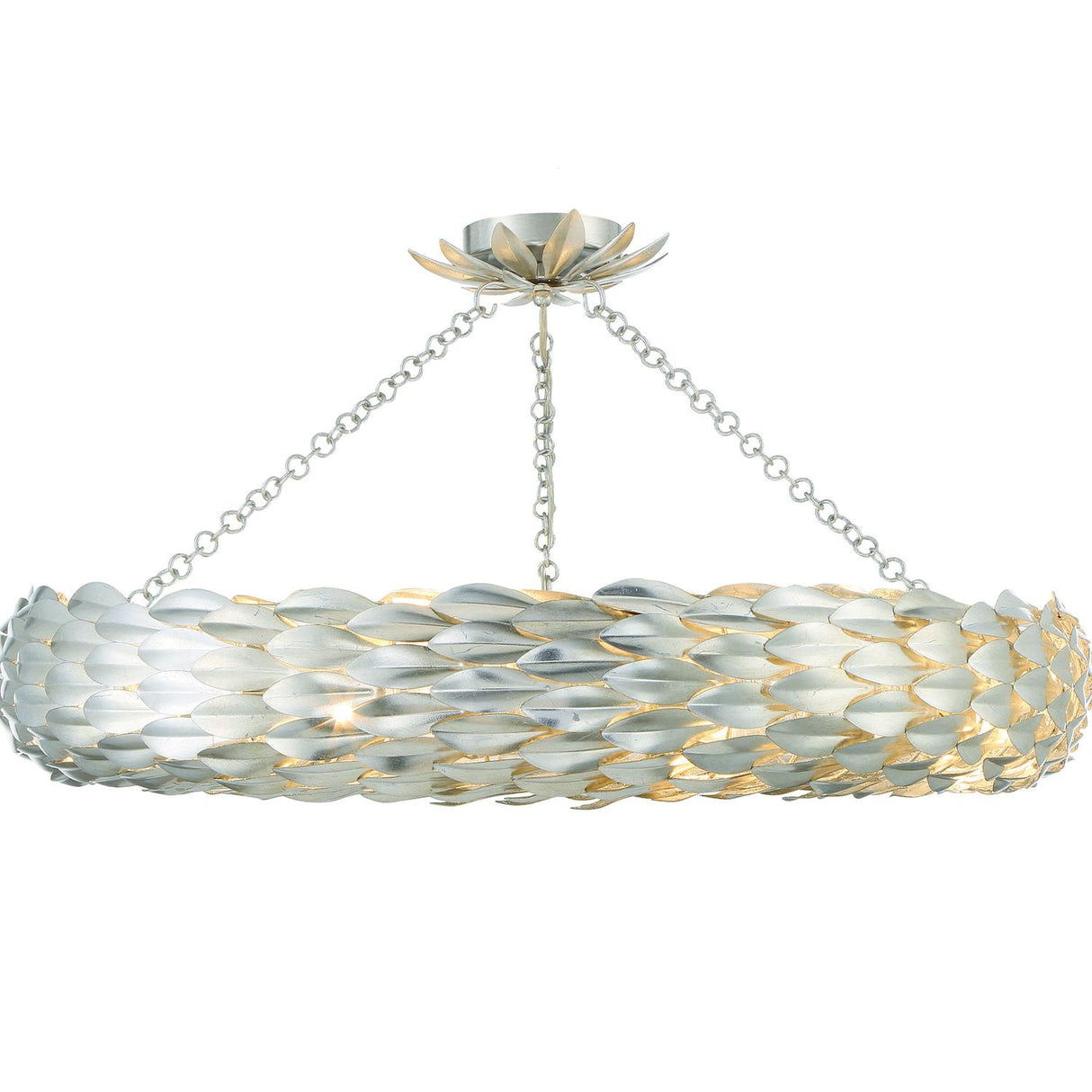 Crystorama Broche 33.5'' Antique Silver Semi Flush Mount