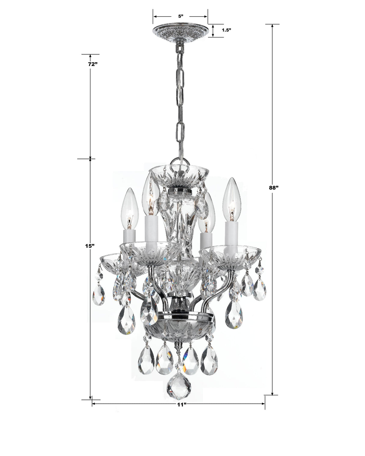 Crystorama Welton 11'' Italian Crystal Polished Chrome Chandelier
