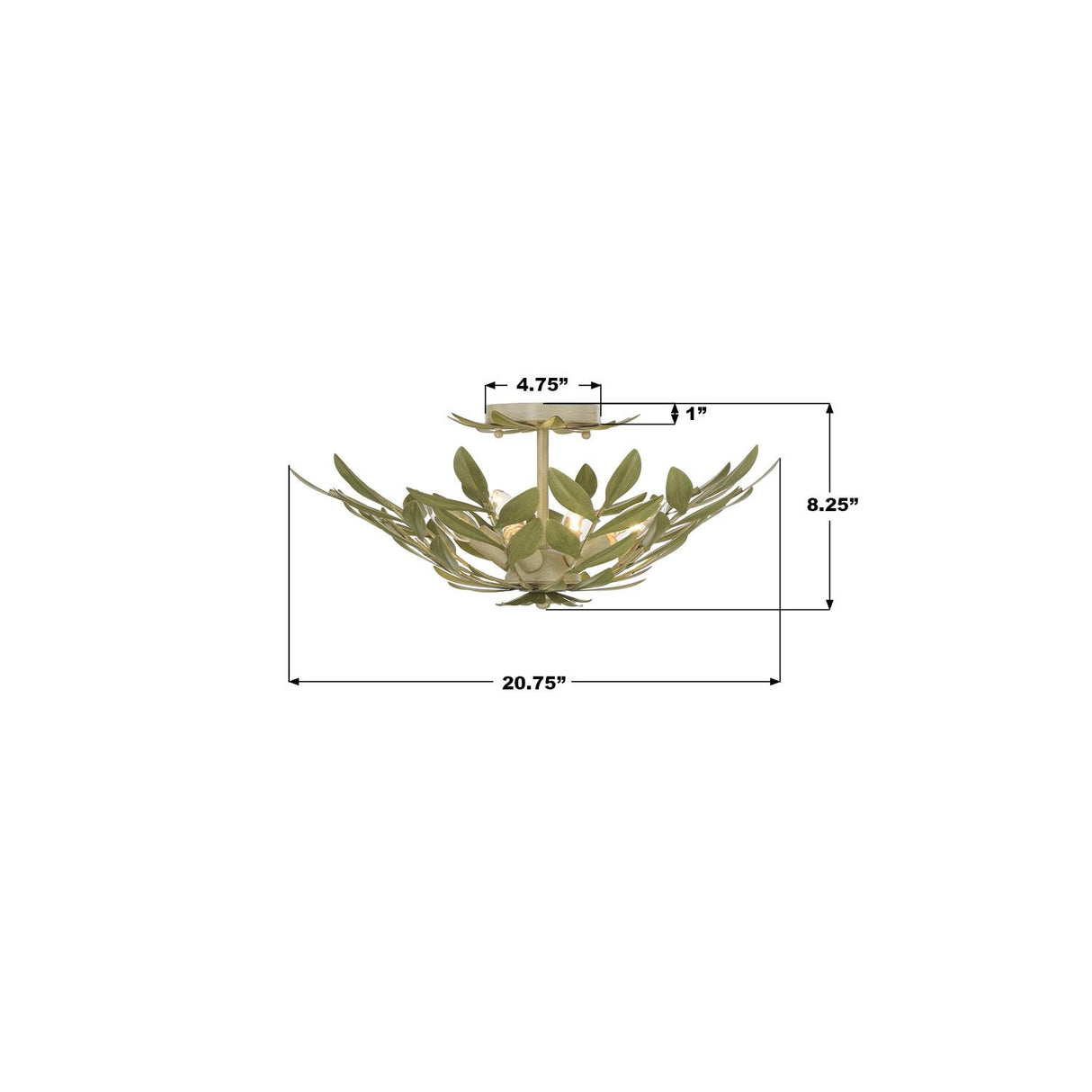 Crystorama Broche 20.75'' Champagne Green Tea Semi Flush Mount