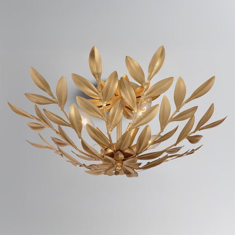 Crystorama Broche 20.75'' Antique Gold Semi Flush Mount