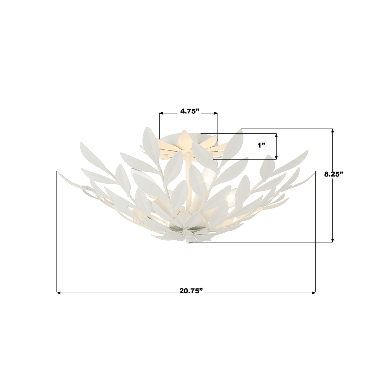 Crystorama Broche 20.75'' Matte White Semi Flush Mount