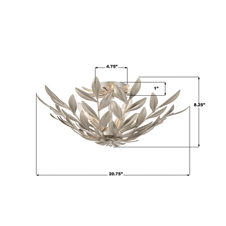 Crystorama Broche 20.75'' Antique Silver Semi Flush Mount