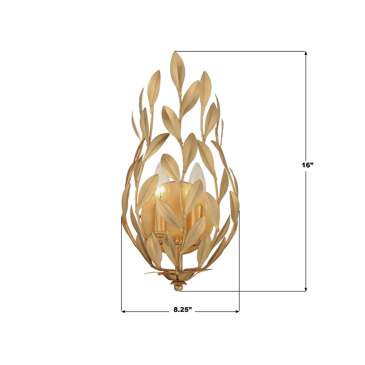 Crystorama Broche 8.25'' Antique Gold Sconce