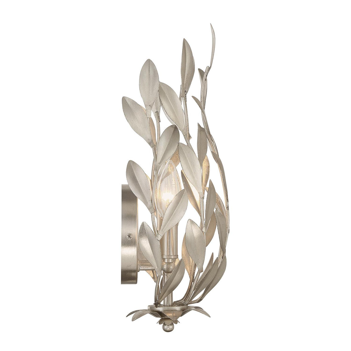 Crystorama Broche 8.25'' Antique Silver Sconce