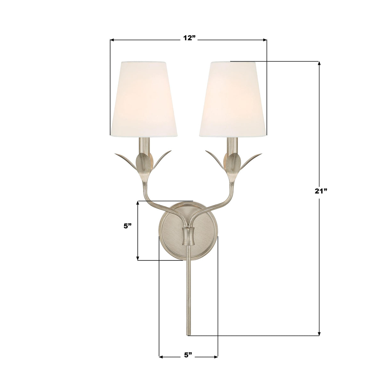 Crystorama Broche 12'' Antique Silver Sconce