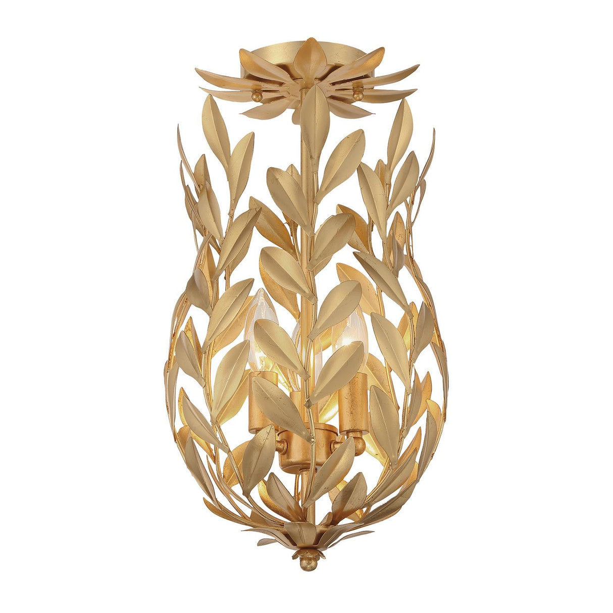 Crystorama Broche 9.5'' Antique Gold Semi Flush Mount