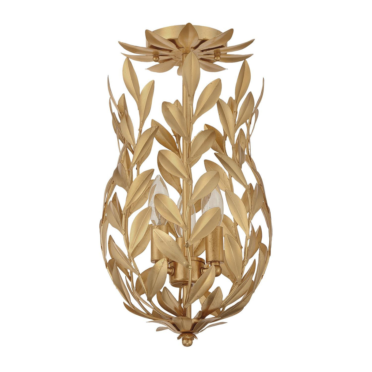 Crystorama Broche 9.5'' Antique Gold Semi Flush Mount